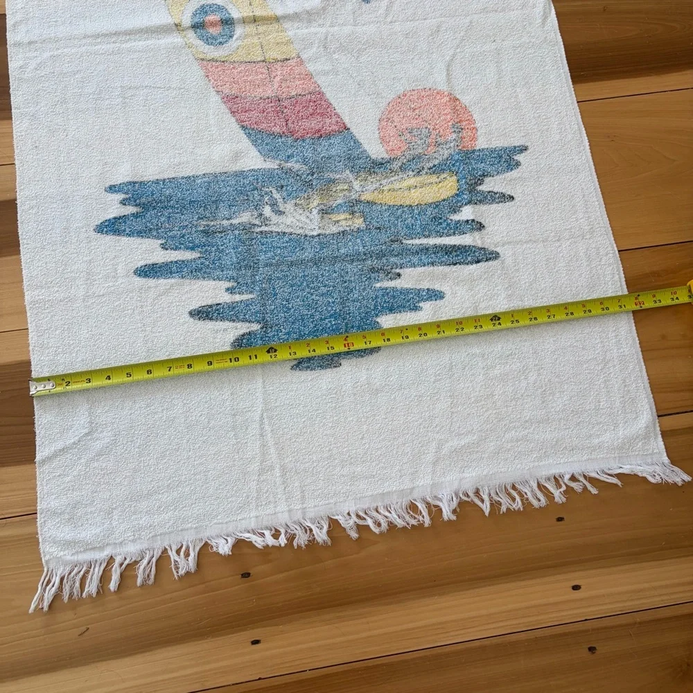 Vtg 80s Wildwood New Jersey 1980 RJR Tob. Co. Beach Towel Retro Windsurf NOS